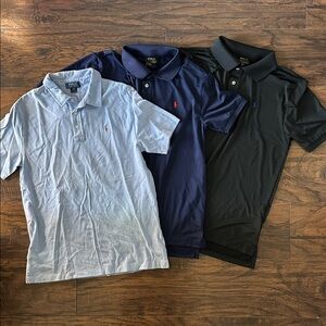 2 - Polo by Ralph Lauren Black Performance Polos and 1 light blue polo- Youth XL